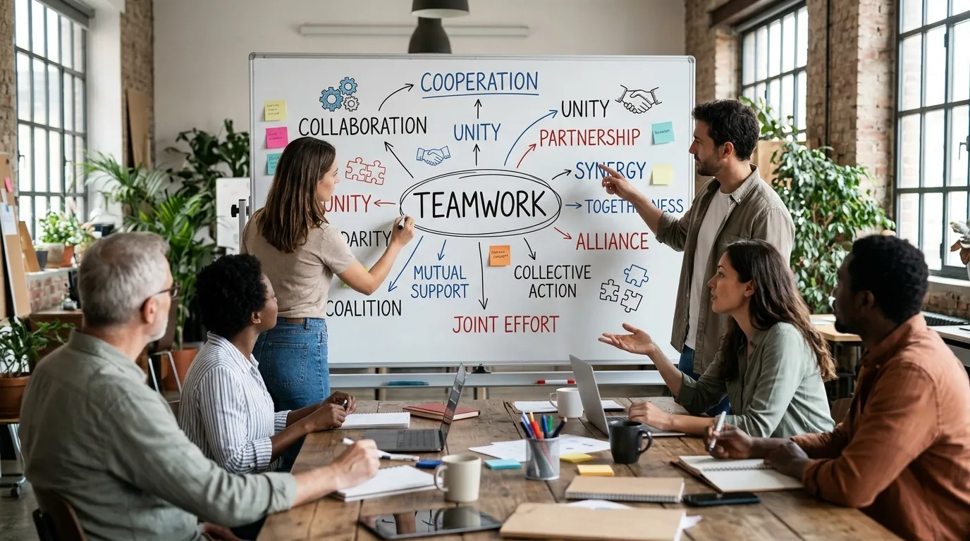 Before-and-After Examples Replacing Teamwork in Sentences